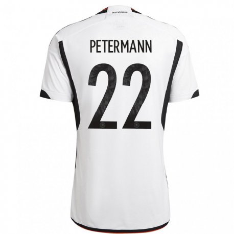 Kandiny Lapset Saksan Lena Petermann #22 Valkoinen Musta Kotipaita 22-24 Lyhythihainen Paita T-paita