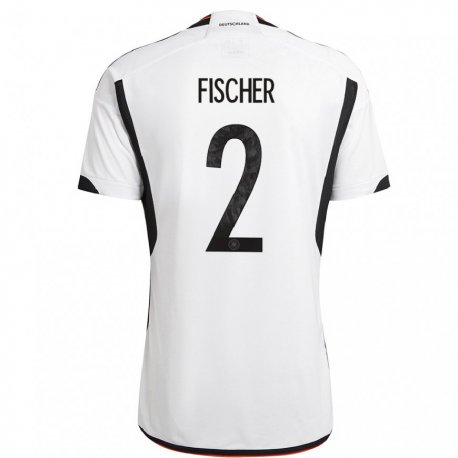 Kandiny Lapset Saksan Kilian Fischer #2 Valkoinen Musta Kotipaita 22-24 Lyhythihainen Paita T-paita