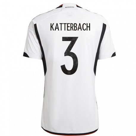 Kandiny Lapset Saksan Noah Katterbach #3 Valkoinen Musta Kotipaita 22-24 Lyhythihainen Paita T-paita