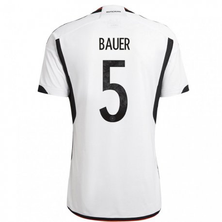 Kandiny Lapset Saksan Maximilian Bauer #5 Valkoinen Musta Kotipaita 22-24 Lyhythihainen Paita T-paita