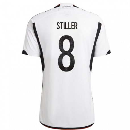 Kandiny Lapset Saksan Angelo Stiller #8 Valkoinen Musta Kotipaita 22-24 Lyhythihainen Paita T-paita