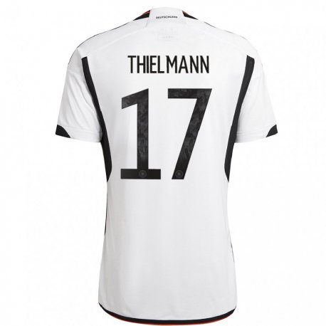 Kandiny Lapset Saksan Jan Thielmann #17 Valkoinen Musta Kotipaita 22-24 Lyhythihainen Paita T-paita