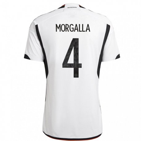 Kandiny Lapset Saksan Leandro Morgalla #4 Valkoinen Musta Kotipaita 22-24 Lyhythihainen Paita T-paita