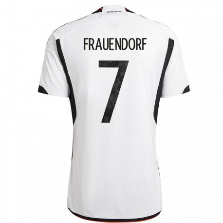 Kandiny Lapset Saksan Melkamu Frauendorf #7 Valkoinen Musta Kotipaita 22-24 Lyhythihainen Paita T-paita