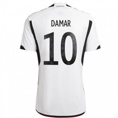 Kandiny Lapset Saksan Muhammed Damar #10 Valkoinen Musta Kotipaita 22-24 Lyhythihainen Paita T-paita