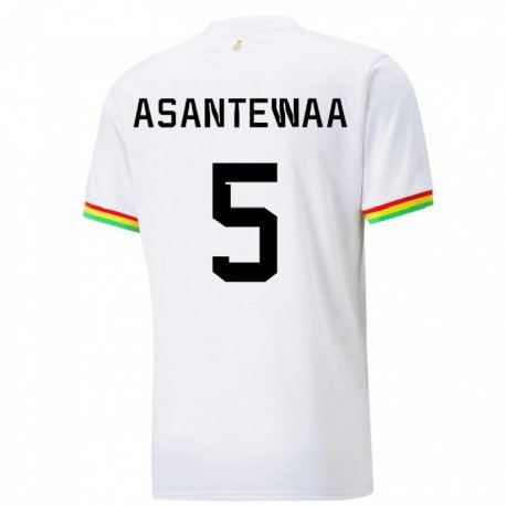 Kandiny Lapset Ghanan Grace Asantewaa #5 Valkoinen Kotipaita 22-24 Lyhythihainen Paita T-paita