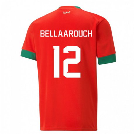 Kandiny Lapset Marokon Alaa Bellaarouch #12 Punainen Kotipaita 22-24 Lyhythihainen Paita T-paita
