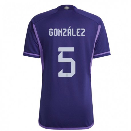 Kandiny Lapset Argentiinan Maximiliano Gonzalez #5 Violetti Vieraspaita 22-24 Lyhythihainen Paita T-paita
