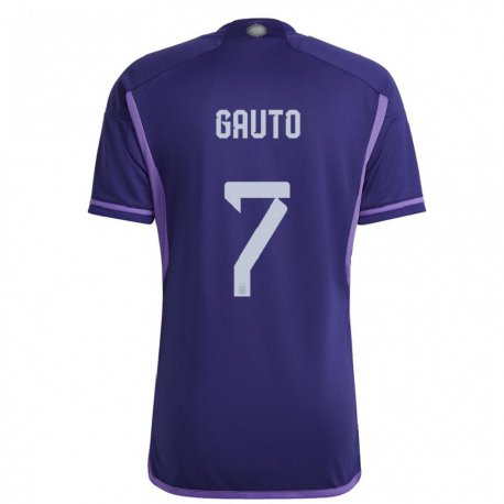 Kandiny Lapset Argentiinan Juan Gauto #7 Violetti Vieraspaita 22-24 Lyhythihainen Paita T-paita