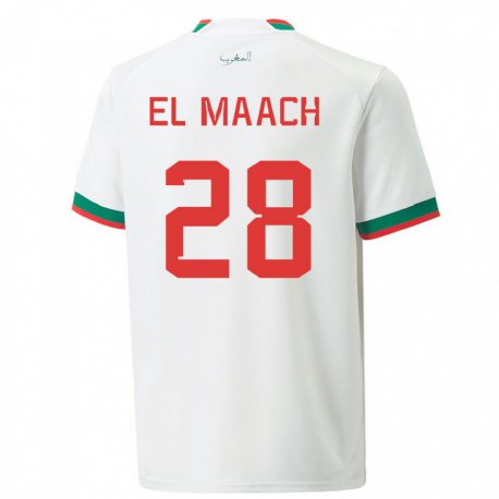Kandiny Lapset Marokon Fouad El Maach #28 Valkoinen Vieraspaita 22-24 Lyhythihainen Paita T-paita