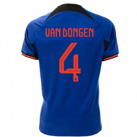 Kandiny Lapset Alankomaiden Merel Van Dongen #4 Kuninkaallisen Sininen Vieraspaita 22-24 Lyhythihainen Paita T-paita