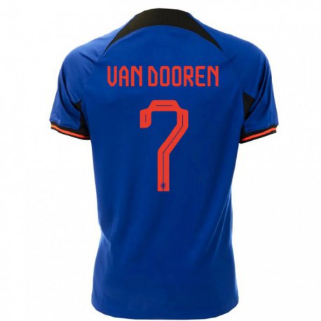 Kandiny Lapset Alankomaiden Kayleigh Van Dooren #7 Kuninkaallisen Sininen Vieraspaita 22-24 Lyhythihainen Paita T-paita