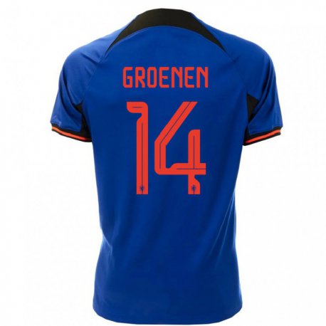 Kandiny Lapset Alankomaiden Jackie Groenen #14 Kuninkaallisen Sininen Vieraspaita 22-24 Lyhythihainen Paita T-paita