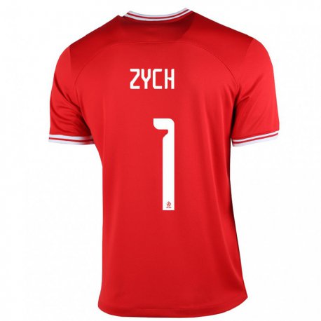 Kandiny Lapset Puolan Oliwier Zych #1 Punainen Vieraspaita 22-24 Lyhythihainen Paita T-paita