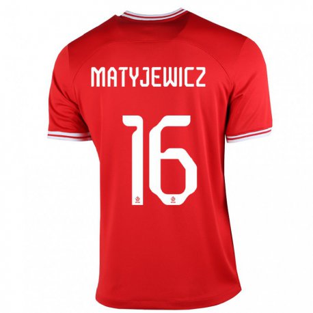 Kandiny Lapset Puolan Wiktor Matyjewicz #16 Punainen Vieraspaita 22-24 Lyhythihainen Paita T-paita