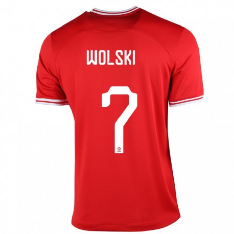 Kandiny Lapset Puolan Filip Wolski #7 Punainen Vieraspaita 22-24 Lyhythihainen Paita T-paita