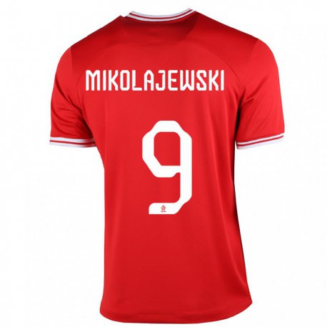 Kandiny Lapset Puolan Daniel Mikolajewski #9 Punainen Vieraspaita 22-24 Lyhythihainen Paita T-paita