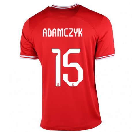 Kandiny Lapset Puolan Nico Adamczyk #15 Punainen Vieraspaita 22-24 Lyhythihainen Paita T-paita