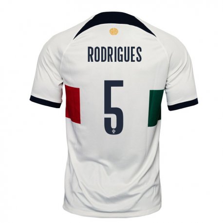 Kandiny Lapset Portugalin Rafael Rodrigues #5 Valkoinen Vieraspaita 22-24 Lyhythihainen Paita T-paita