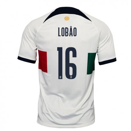 Kandiny Lapset Portugalin Diogo Lobao #16 Valkoinen Vieraspaita 22-24 Lyhythihainen Paita T-paita