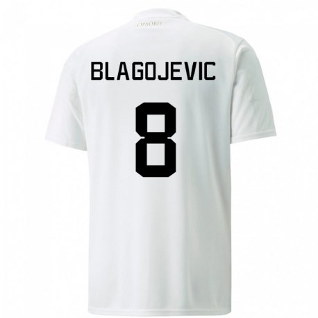 Kandiny Lapset Serbian Dina Blagojevic #8 Valkoinen Vieraspaita 22-24 Lyhythihainen Paita T-paita