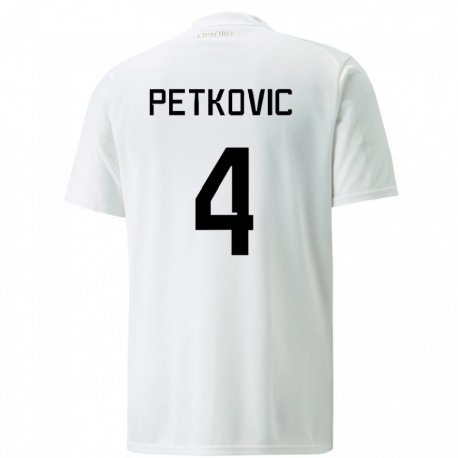 Kandiny Lapset Serbian Nikola Petkovic #4 Valkoinen Vieraspaita 22-24 Lyhythihainen Paita T-paita