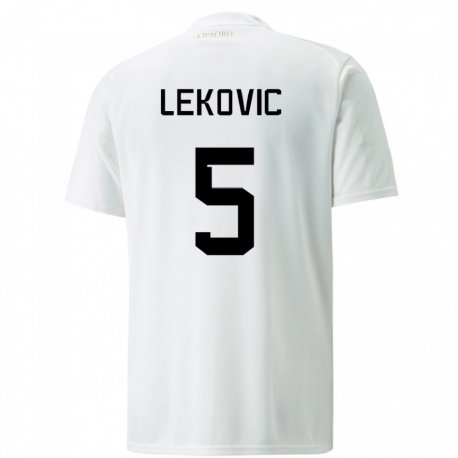 Kandiny Lapset Serbian Stefan Lekovic #5 Valkoinen Vieraspaita 22-24 Lyhythihainen Paita T-paita