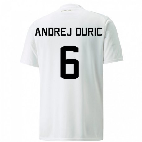 Kandiny Lapset Serbian Andrej Duric #6 Valkoinen Vieraspaita 22-24 Lyhythihainen Paita T-paita