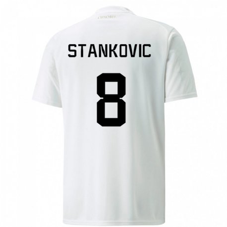 Kandiny Lapset Serbian Nikola Stankovic #8 Valkoinen Vieraspaita 22-24 Lyhythihainen Paita T-paita