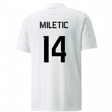 Kandiny Lapset Serbian Vladimir Miletic #14 Valkoinen Vieraspaita 22-24 Lyhythihainen Paita T-paita