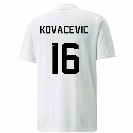 Kandiny Lapset Serbian Bojan Kovacevic #16 Valkoinen Vieraspaita 22-24 Lyhythihainen Paita T-paita