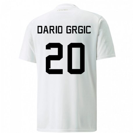 Kandiny Lapset Serbian Dario Grgic #20 Valkoinen Vieraspaita 22-24 Lyhythihainen Paita T-paita