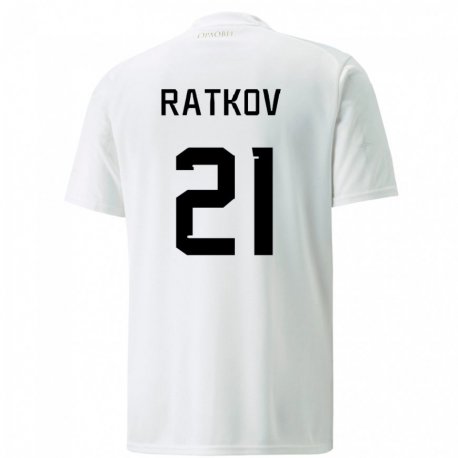 Kandiny Lapset Serbian Petar Ratkov #21 Valkoinen Vieraspaita 22-24 Lyhythihainen Paita T-paita