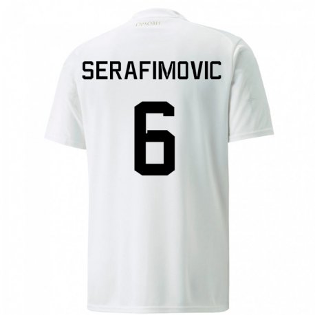 Kandiny Lapset Serbian Vojin Serafimovic #6 Valkoinen Vieraspaita 22-24 Lyhythihainen Paita T-paita
