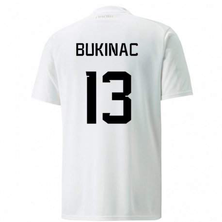 Kandiny Lapset Serbian Stefan Bukinac #13 Valkoinen Vieraspaita 22-24 Lyhythihainen Paita T-paita