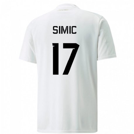 Kandiny Lapset Serbian Jan Carlo Simic #17 Valkoinen Vieraspaita 22-24 Lyhythihainen Paita T-paita