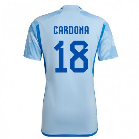 Kandiny Lapset Espanjan Marta Cardona #18 Sky Sininen Vieraspaita 22-24 Lyhythihainen Paita T-paita