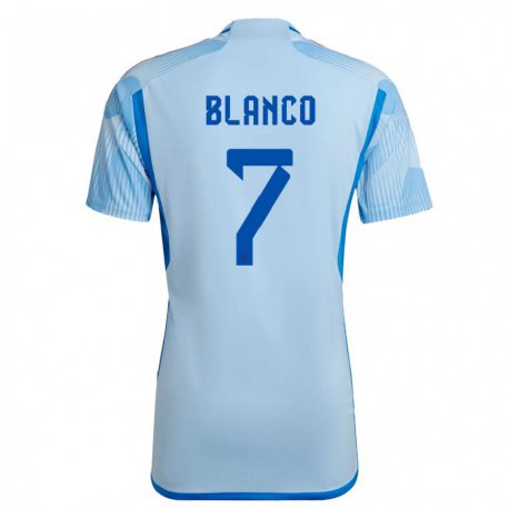 Kandiny Lapset Espanjan Fabio Blanco #7 Sky Sininen Vieraspaita 22-24 Lyhythihainen Paita T-paita
