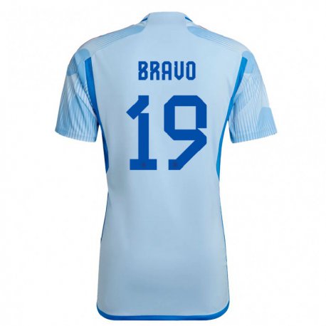 Kandiny Lapset Espanjan Iker Bravo #19 Sky Sininen Vieraspaita 22-24 Lyhythihainen Paita T-paita