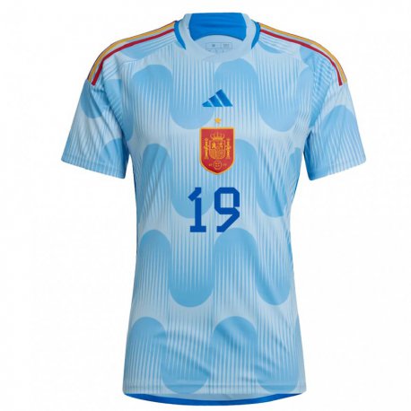 Kandiny Lapset Espanjan Iker Bravo #19 Sky Sininen Vieraspaita 22-24 Lyhythihainen Paita T-paita