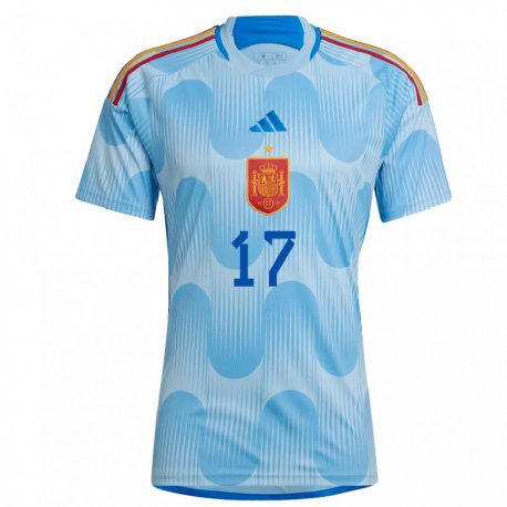 Kandiny Lapset Espanjan Ivan Garriel #17 Sky Sininen Vieraspaita 22-24 Lyhythihainen Paita T-paita