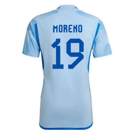 Kandiny Lapset Espanjan Victor Moreno #19 Sky Sininen Vieraspaita 22-24 Lyhythihainen Paita T-paita
