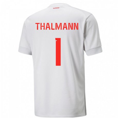 Kandiny Lapset Sveitsin Gaelle Thalmann #1 Valkoinen Vieraspaita 22-24 Lyhythihainen Paita T-paita