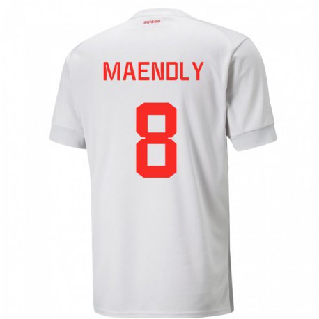 Kandiny Lapset Sveitsin Sandy Maendly #8 Valkoinen Vieraspaita 22-24 Lyhythihainen Paita T-paita