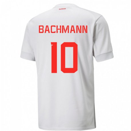 Kandiny Lapset Sveitsin Ramona Bachmann #10 Valkoinen Vieraspaita 22-24 Lyhythihainen Paita T-paita