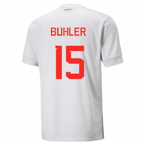 Kandiny Lapset Sveitsin Luana Buhler #15 Valkoinen Vieraspaita 22-24 Lyhythihainen Paita T-paita