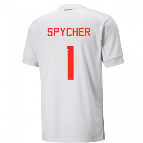 Kandiny Lapset Sveitsin Tim Spycher #1 Valkoinen Vieraspaita 22-24 Lyhythihainen Paita T-paita