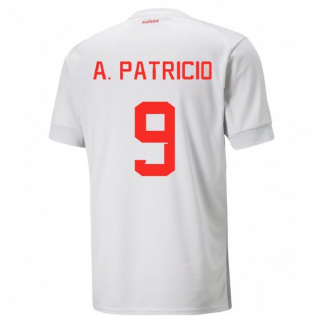Kandiny Lapset Sveitsin Alexandre Dias Patricio #9 Valkoinen Vieraspaita 22-24 Lyhythihainen Paita T-paita