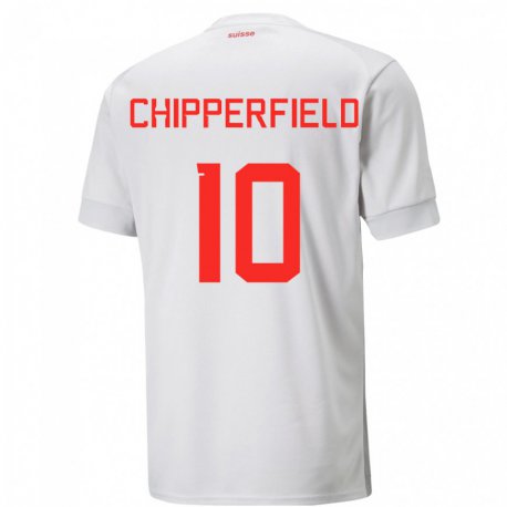 Kandiny Lapset Sveitsin Liam Chipperfield #10 Valkoinen Vieraspaita 22-24 Lyhythihainen Paita T-paita