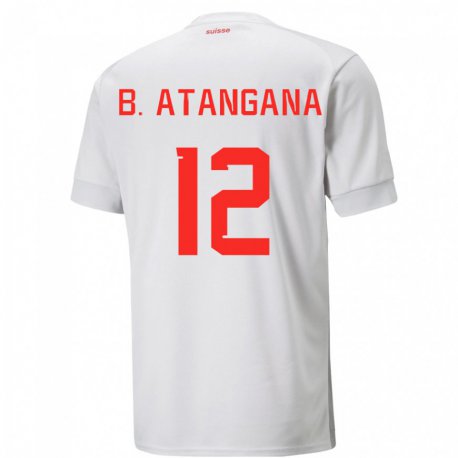 Kandiny Lapset Sveitsin Brian Ernest Atangana #12 Valkoinen Vieraspaita 22-24 Lyhythihainen Paita T-paita